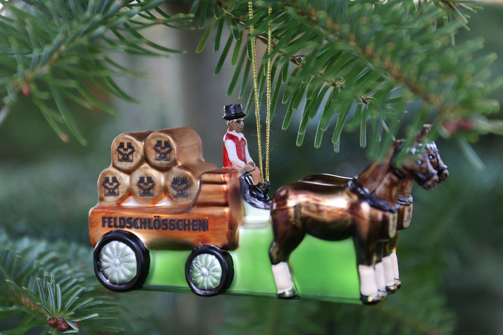 Feldschlösschen Weihnachtskugel 3er Set bestehend aus "Sechsspänner, Bierharasse und Bierglas"